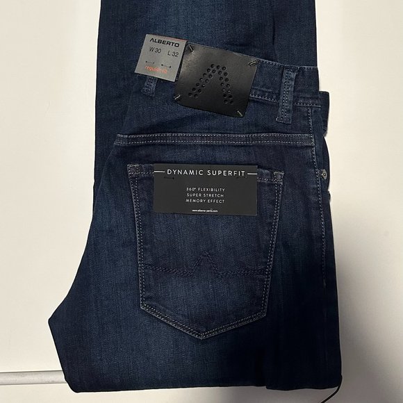 NWT Alberto Jeans 30 W x 32 L Stretch Pipe Fit